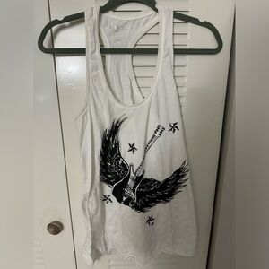 White Bebe The Art of the Tee tank top size medium